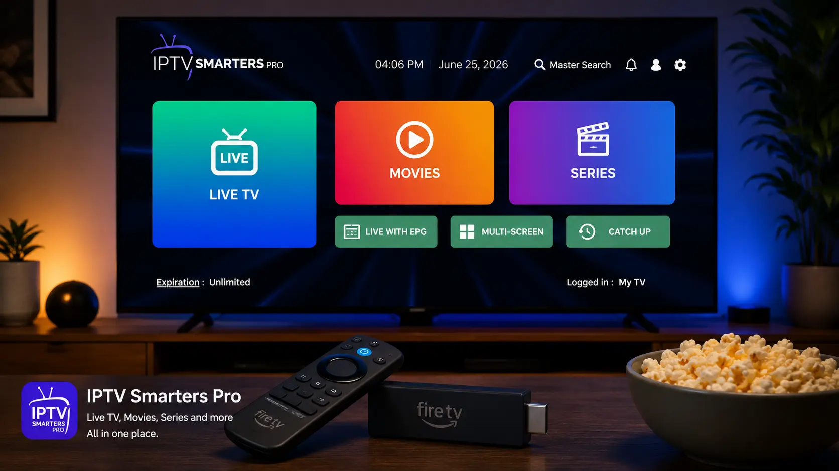 IPTV Smarters Pro Xtream Codes API login screen on Firestick