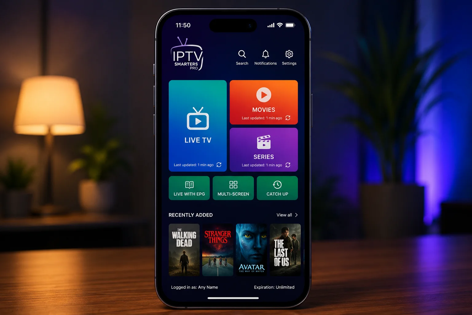 IPTV Smarters Pro for iPhone app on a smartphone screen