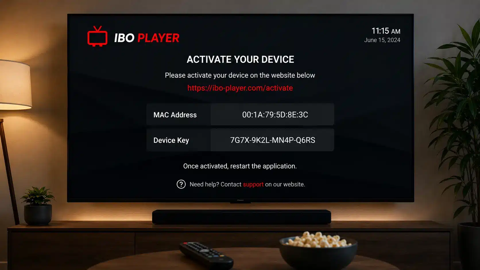 IBO Player running on a Smart TV with a live IPTV playlist and EPG