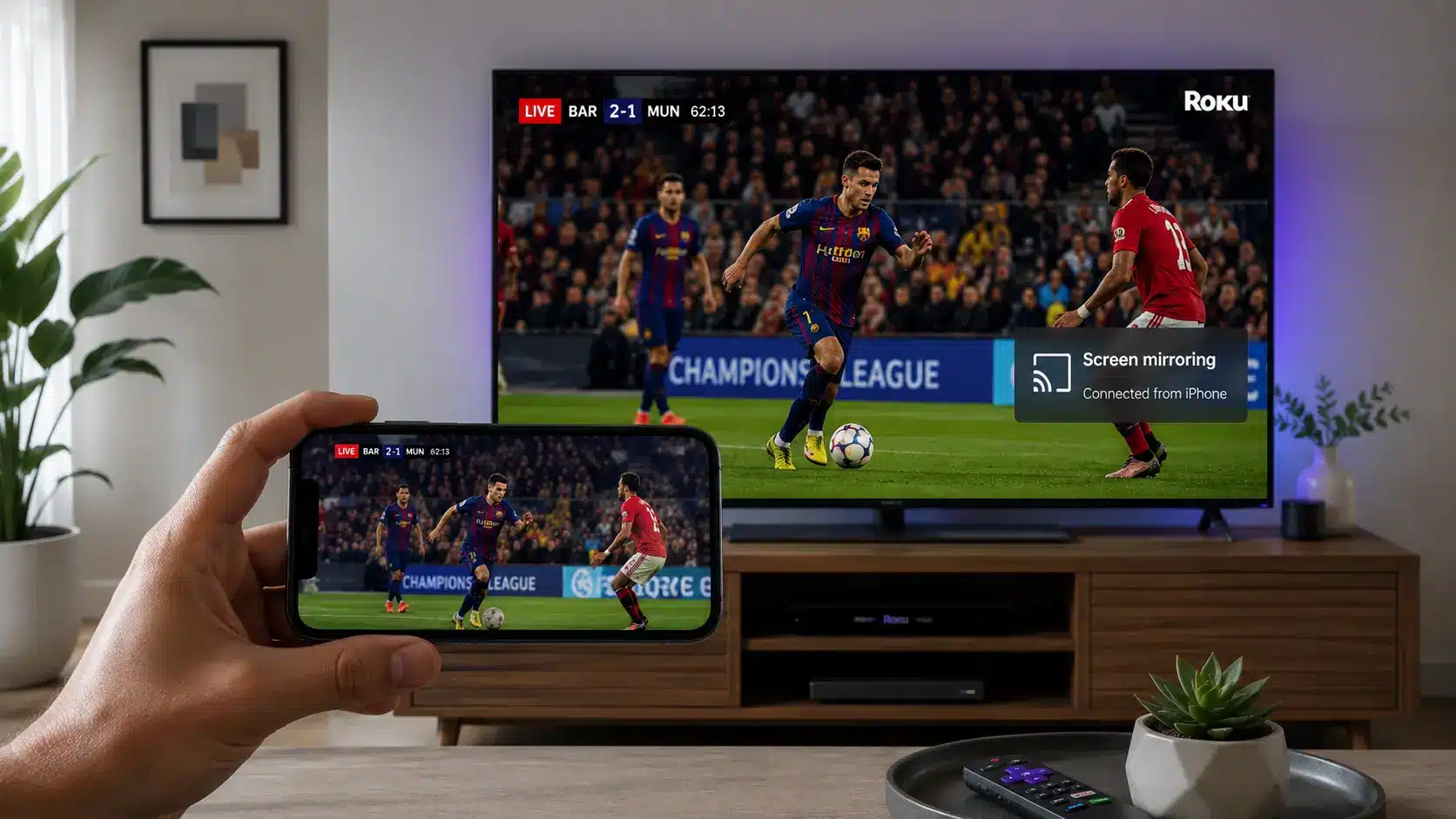 Screen mirroring an Android IPTV app to watch IPTV on Roku