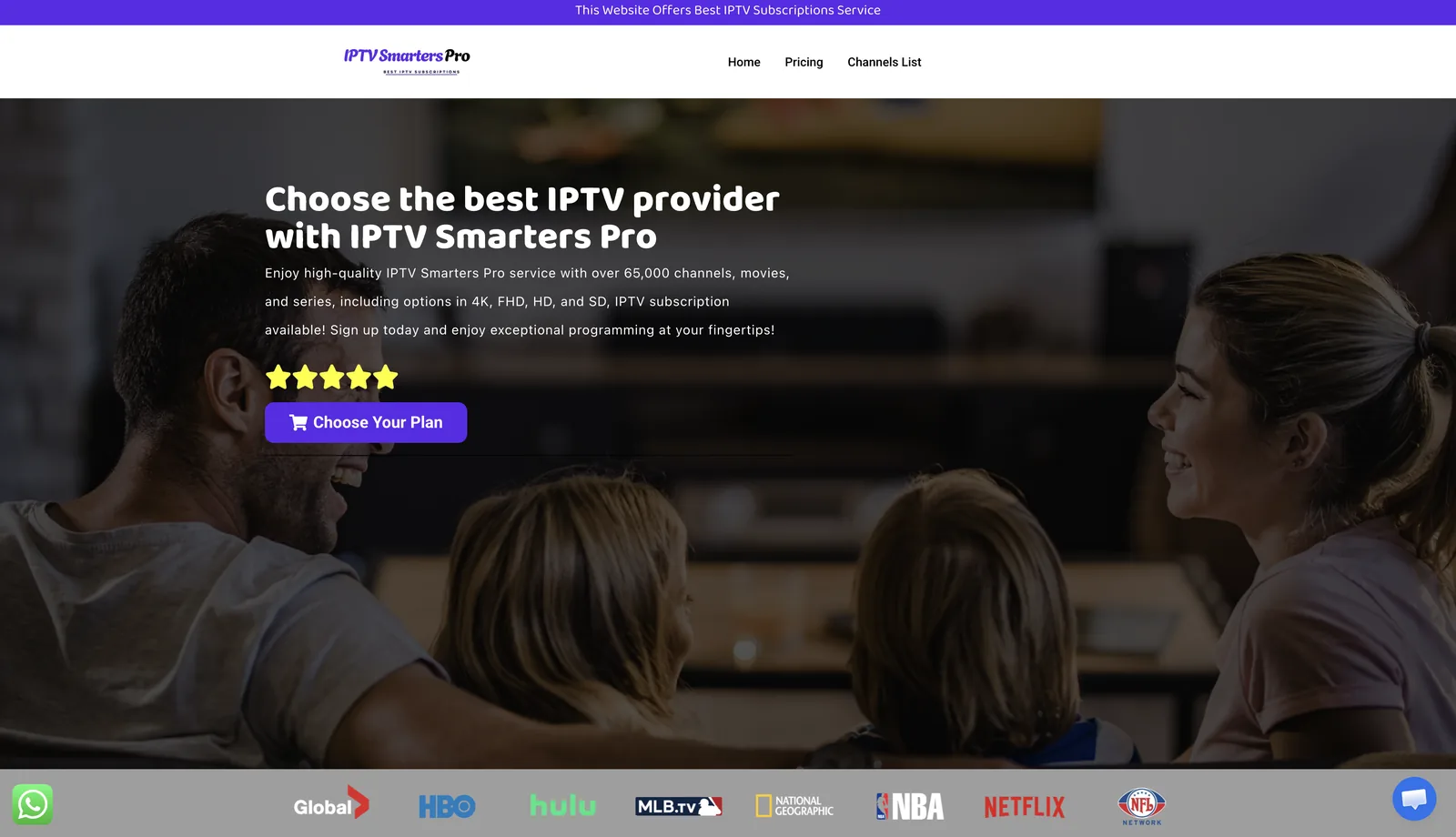 IPTV Smarters Pro AU homepage