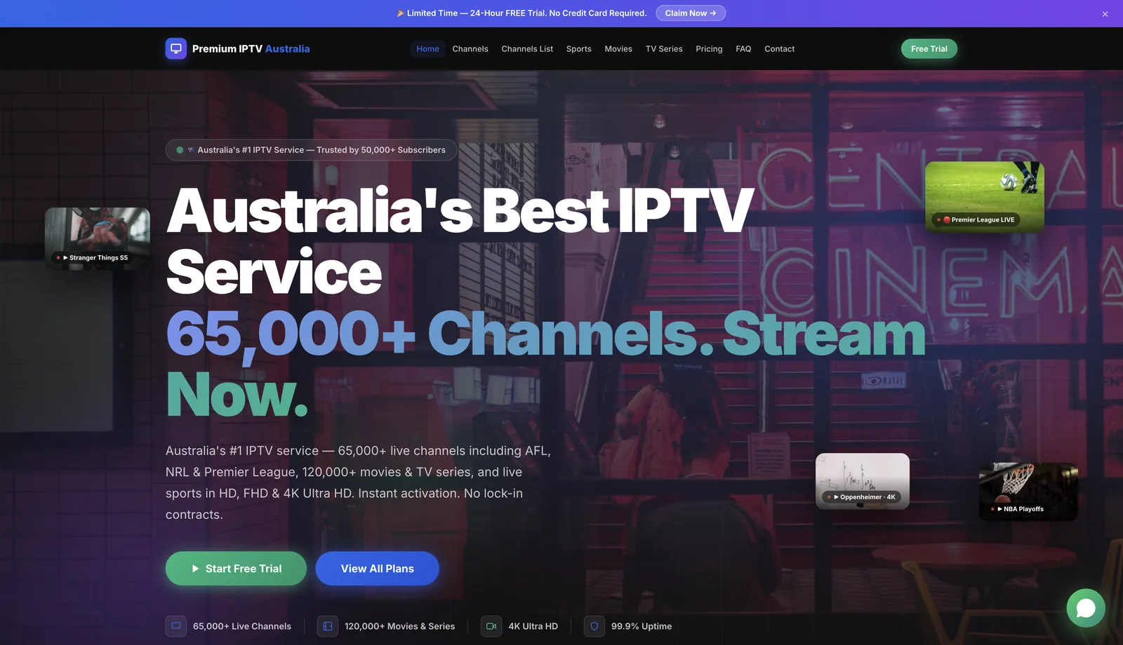 Premium IPTV Australia homepage