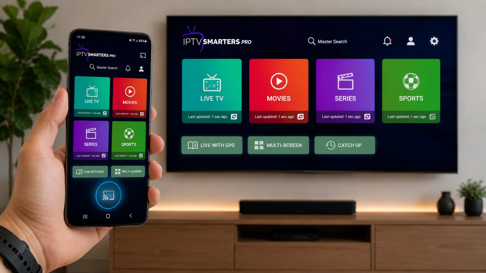 Casting IPTV Smarters Pro for Android Phone to a TV