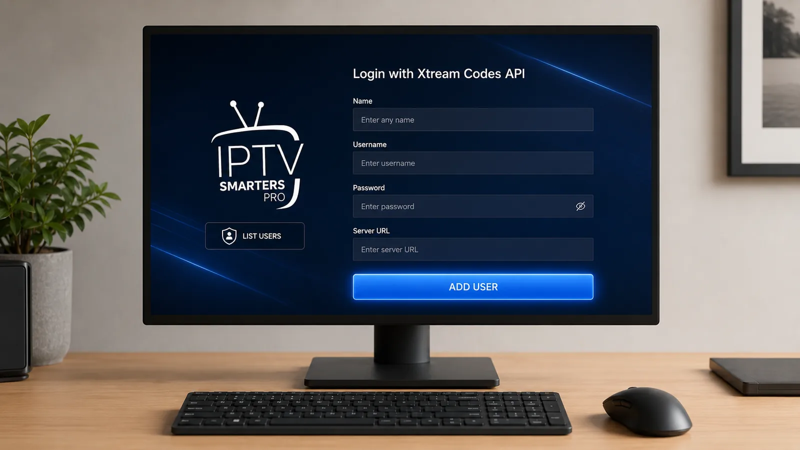 IPTV Smarters Pro for Windows Xtream Codes login screen