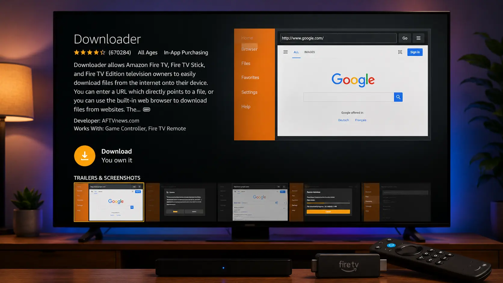 Downloader app on Firestick entering the IPTV Smarters Pro APK URL