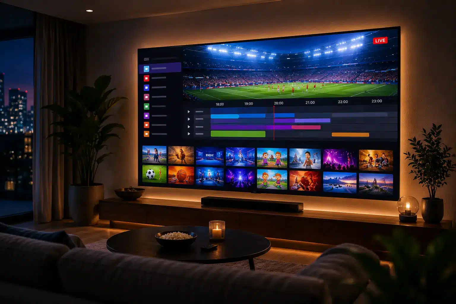 4K IPTV Ultra HD picture quality on a living room Smart TV