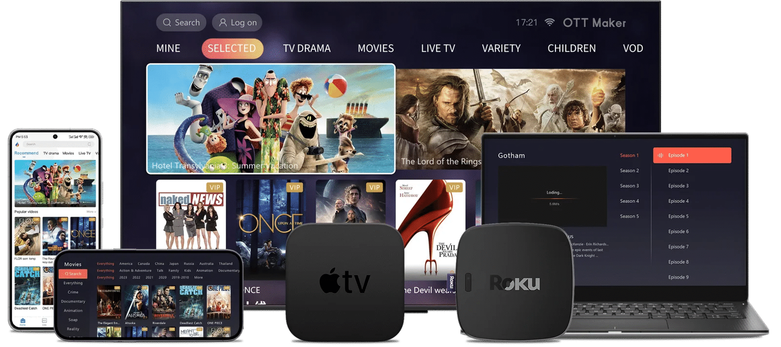 IPTV Australia channel library on smart TV, laptop, tablet and phone
